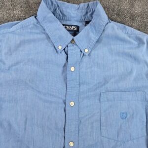 Chaps Shirt Mens 2XL Stretch Easy Care Blue Button-Down Long Sleeve Top